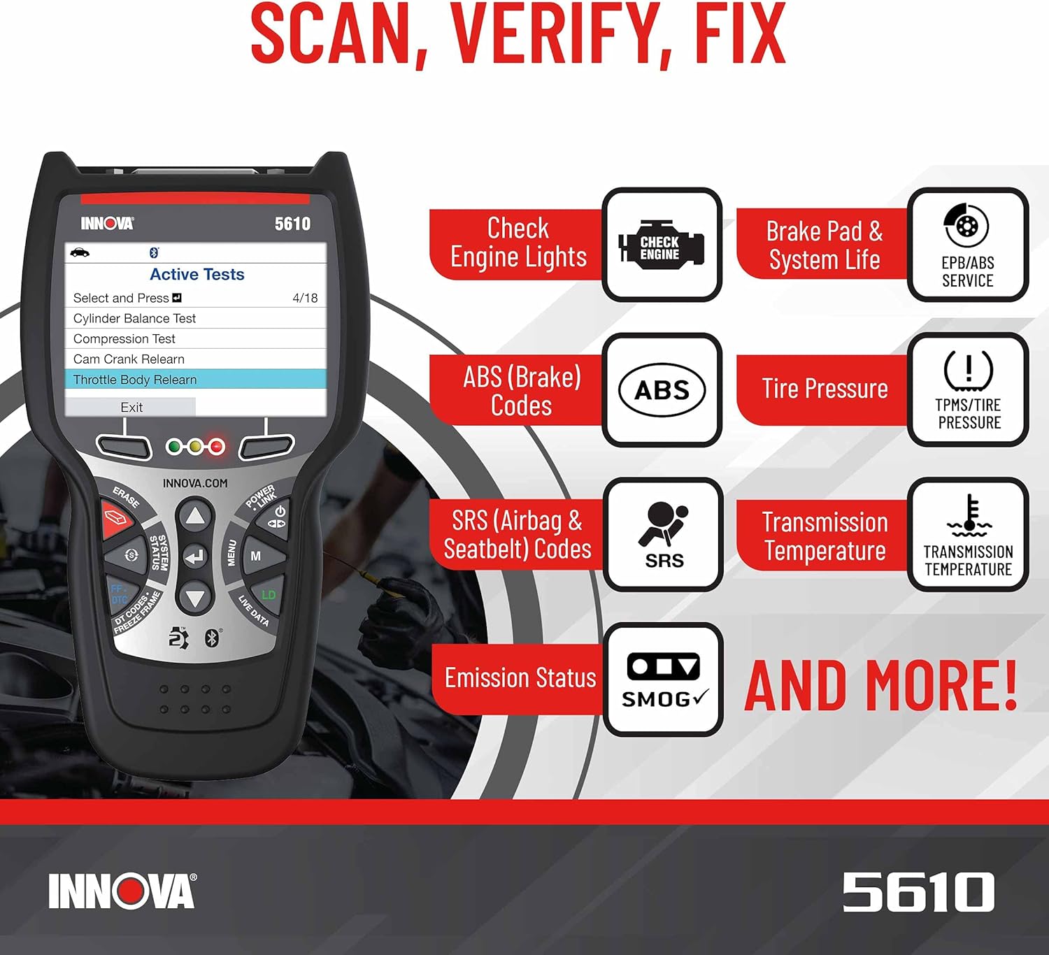INNOVA 5610-Newest 2021 OBD2 Diagnostic Scanner-BiDirectional System Test/Special Reset Function/All System Scan/Live Data