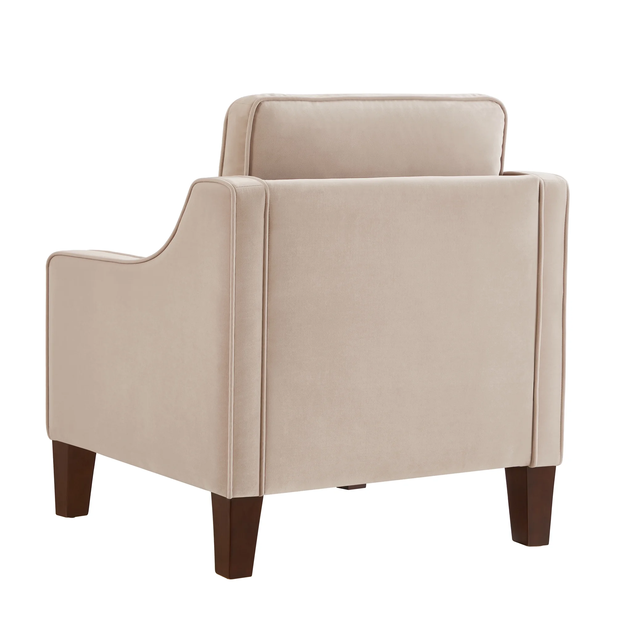 Taupe Modern Armchair, Living Room Single Seat Sofa Chair with Wooden Legs, Upholstered Velvet Accent Chair for Indoor Use