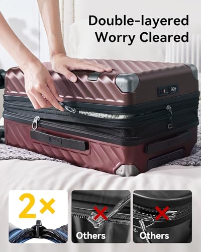 LUGGEX 3 Piece Luggage Sets with Spinner Wheels - 100% Polycarbonate Expandable Hard Suitcases with Wheels - Travel Luggage TSA Approve (Black