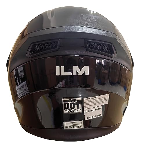 ILM Bluetooth Motorcycle Helmet Modular Flip up Full Face Dual Visor Mp3 Intercom FM Radio DOT Model 902BT(Matte Black, Large)