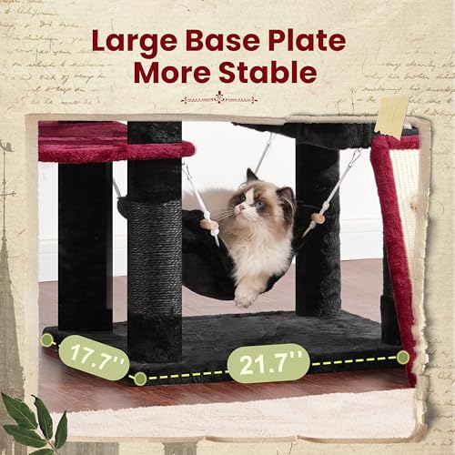 Cat Tree for Indoor Cats, 71'' (180cm) Multi-Level Cat Tower for Large Adult, Sturdy Cat Tree House with 2 Scratching Boards 7 Posts