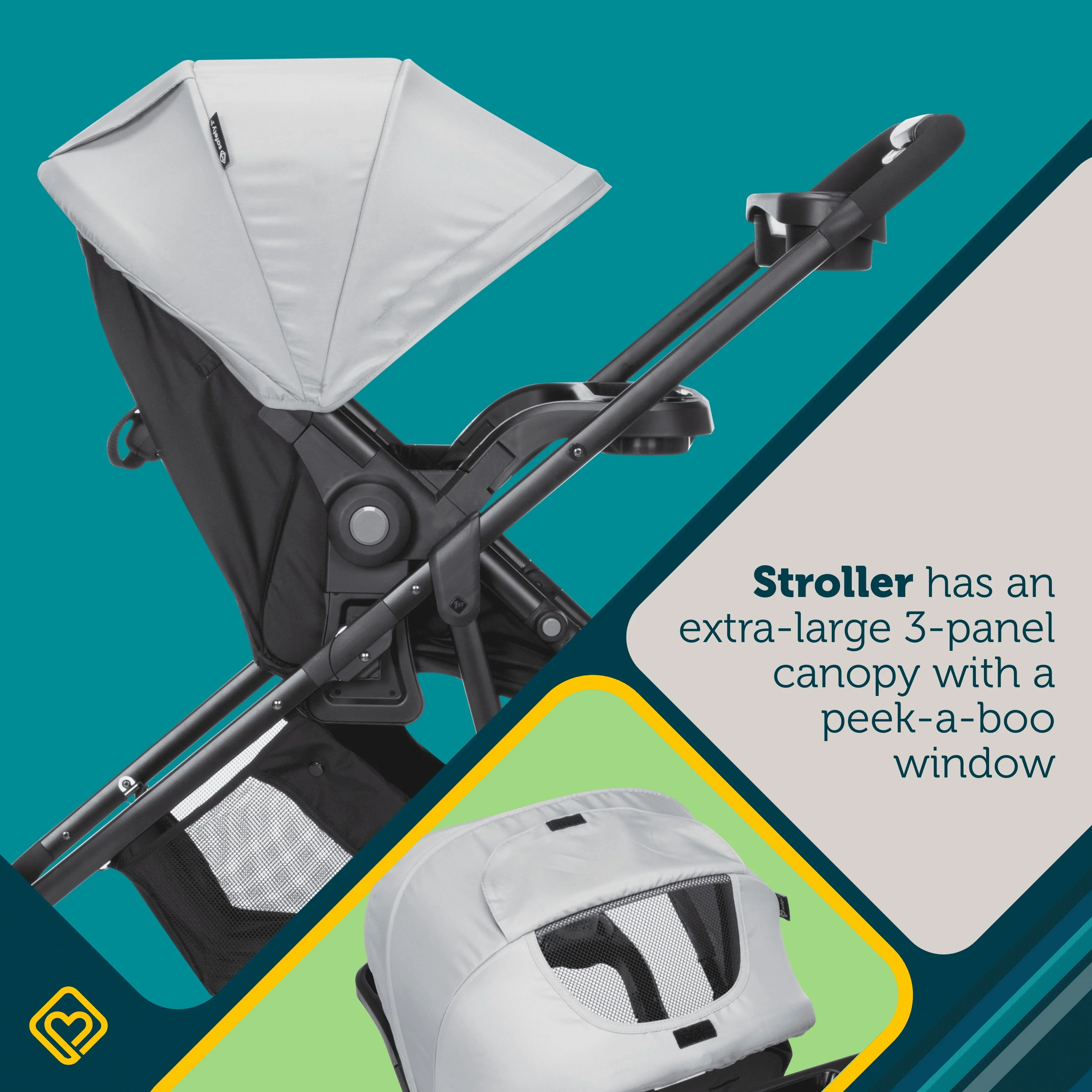 Safety 1st Grow and Go Sprint Modular Travel System Stroller with Rear-Facing Infant Car Seat, Whisper Grey