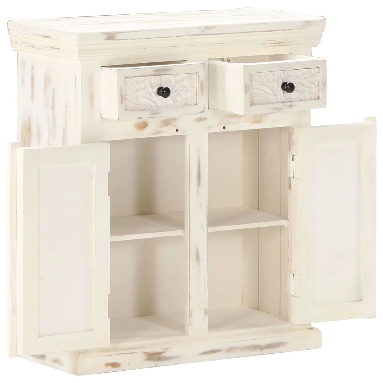 Dcenta Storage Cabinet with 2 Drawers and 2 Doors Mango Wood Sideboard for Living Room, Bathroom, Bedroom