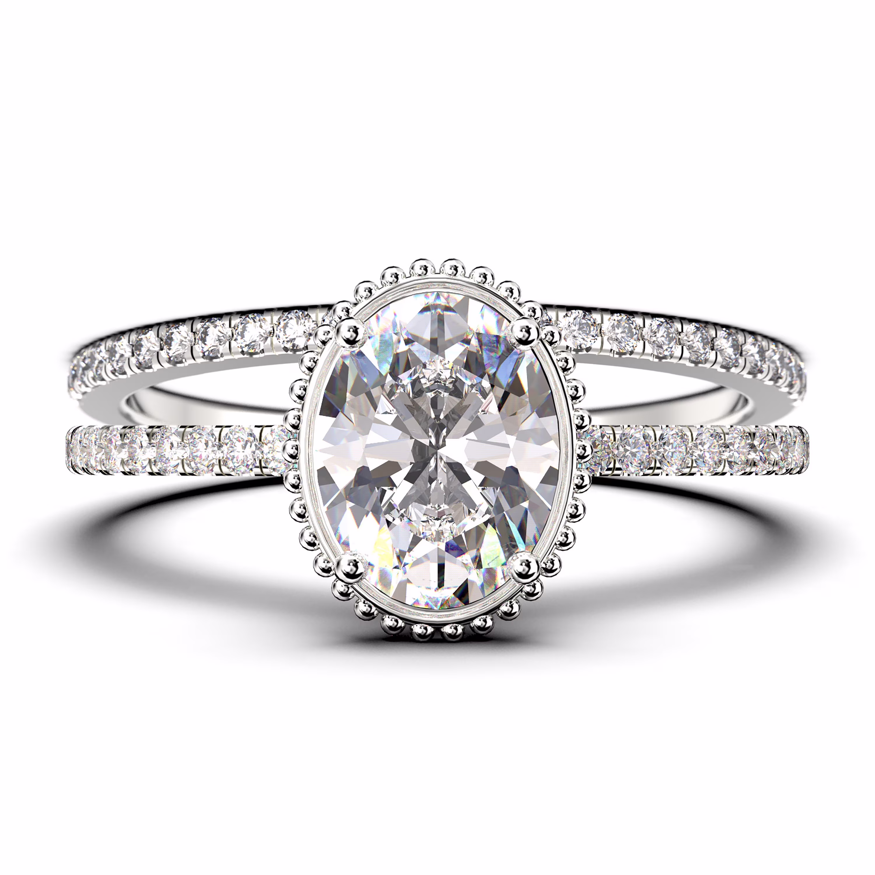 Gorgeous Minimalist 2.00 Carat Oval Cut Diamond Moissanite Engagement Ring, Floral Wedding Ring
