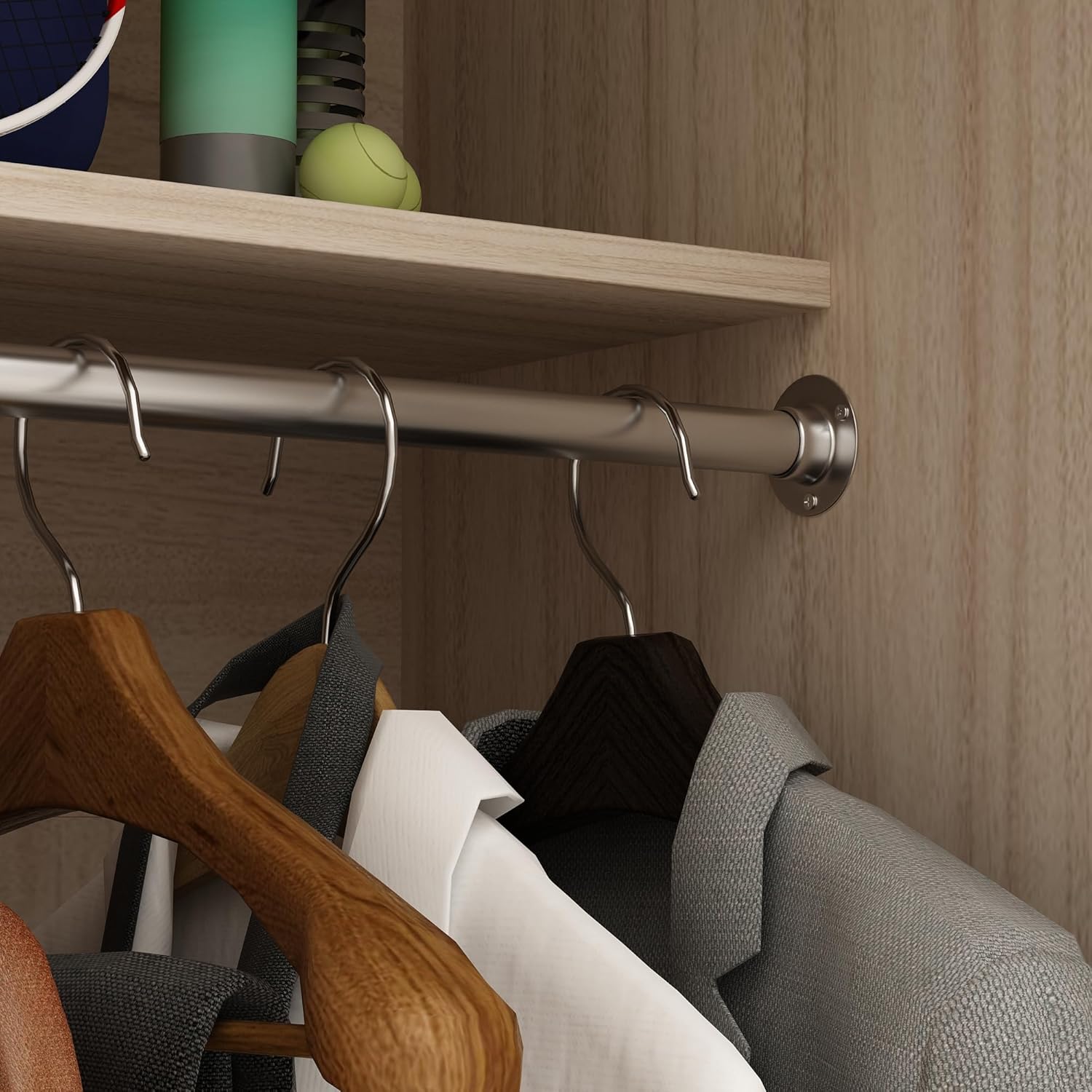 ECACAD 4 Doors Wardrobe Armoire with Louver Doors, Storage Shelves, 4 Drawers & Hanging Rod, Wooden Closet Storage Cabinet for Bedroom