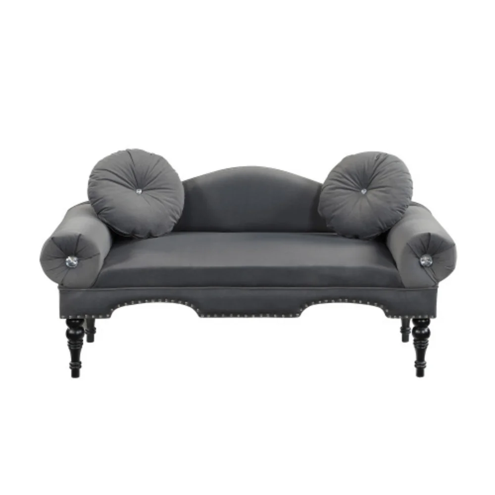 54” Width Modern Velvet Upholstered Loveseat Sofa Accent Bedside Entryway Bench Small Sofa 2 Seater Couch Settee for Living Room Bedroom Nail Head
