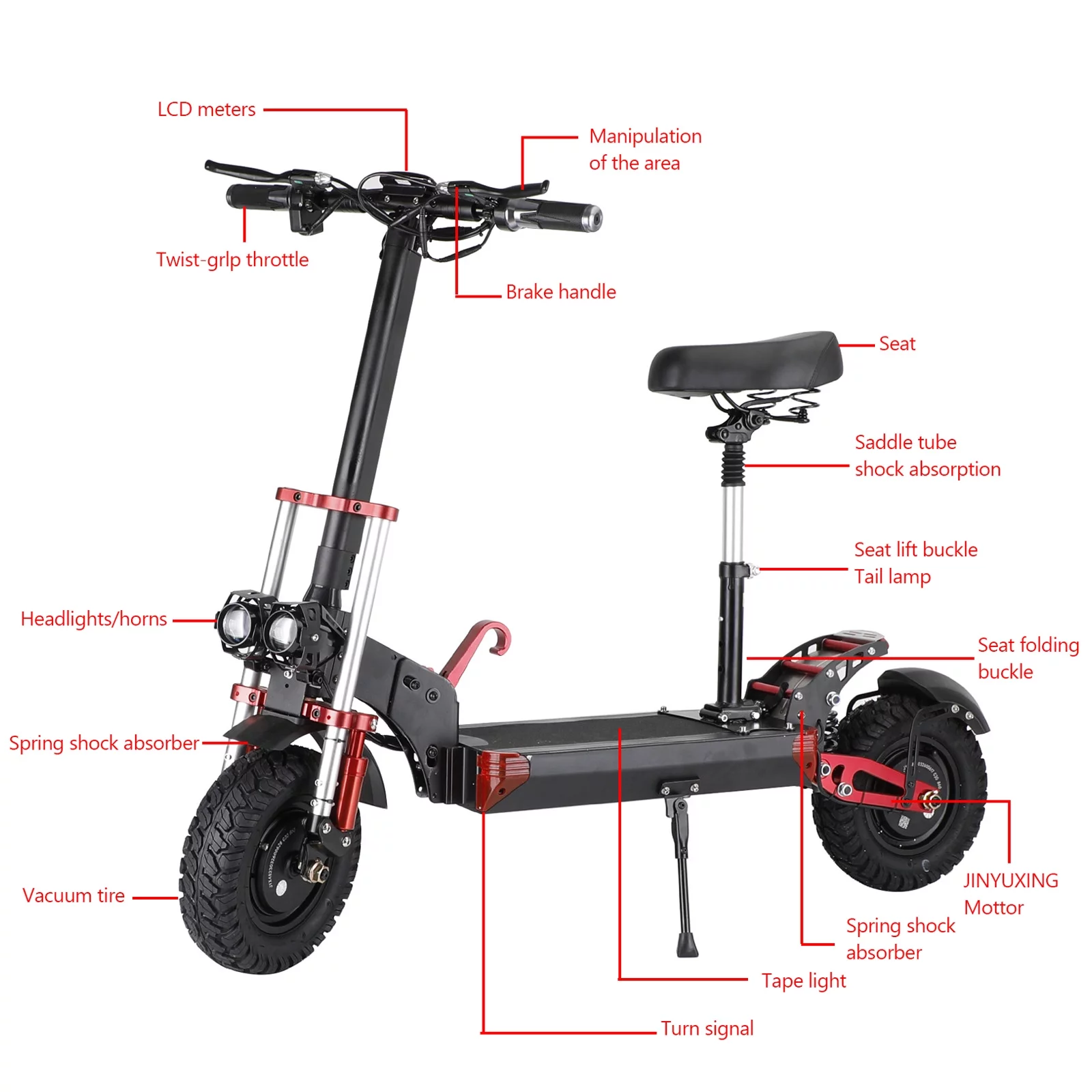 2000W 21ah off-road alloy electric scooter for adult，With large display screen, constant speed cruise Dual drive 12" tires