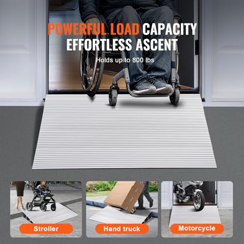 VEVOR Door Threshold Ramp, 6" Rise Door Ramp for Wheelchairs, Aluminum Threshold Ramp for Doorways Rated 800 lbs Load Capacity