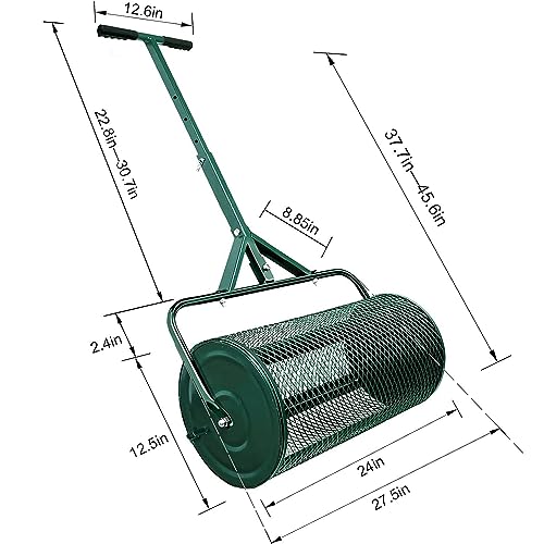 Lawn & Garden Spreader with Upgraded Side Clasps - 24" x 17" Inch Peat Moss Spreader and Compost Spreader