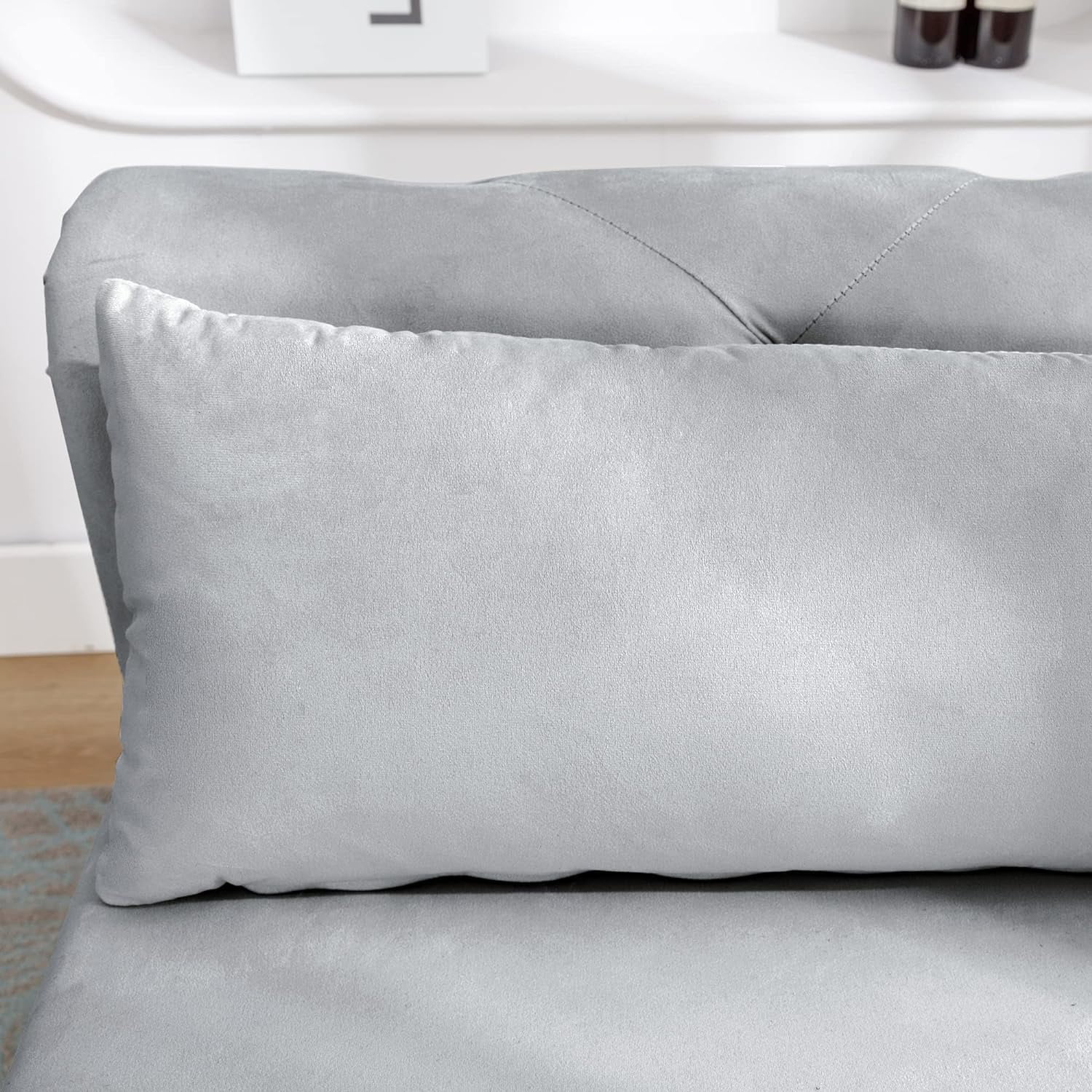 Chaise Lounge Chair Indoor Velvet Bedroom Lounge Chair With Storage & Pillow Modern Upholstered Chaise Lounge With Nailhead Trim Sleeping Long Chair