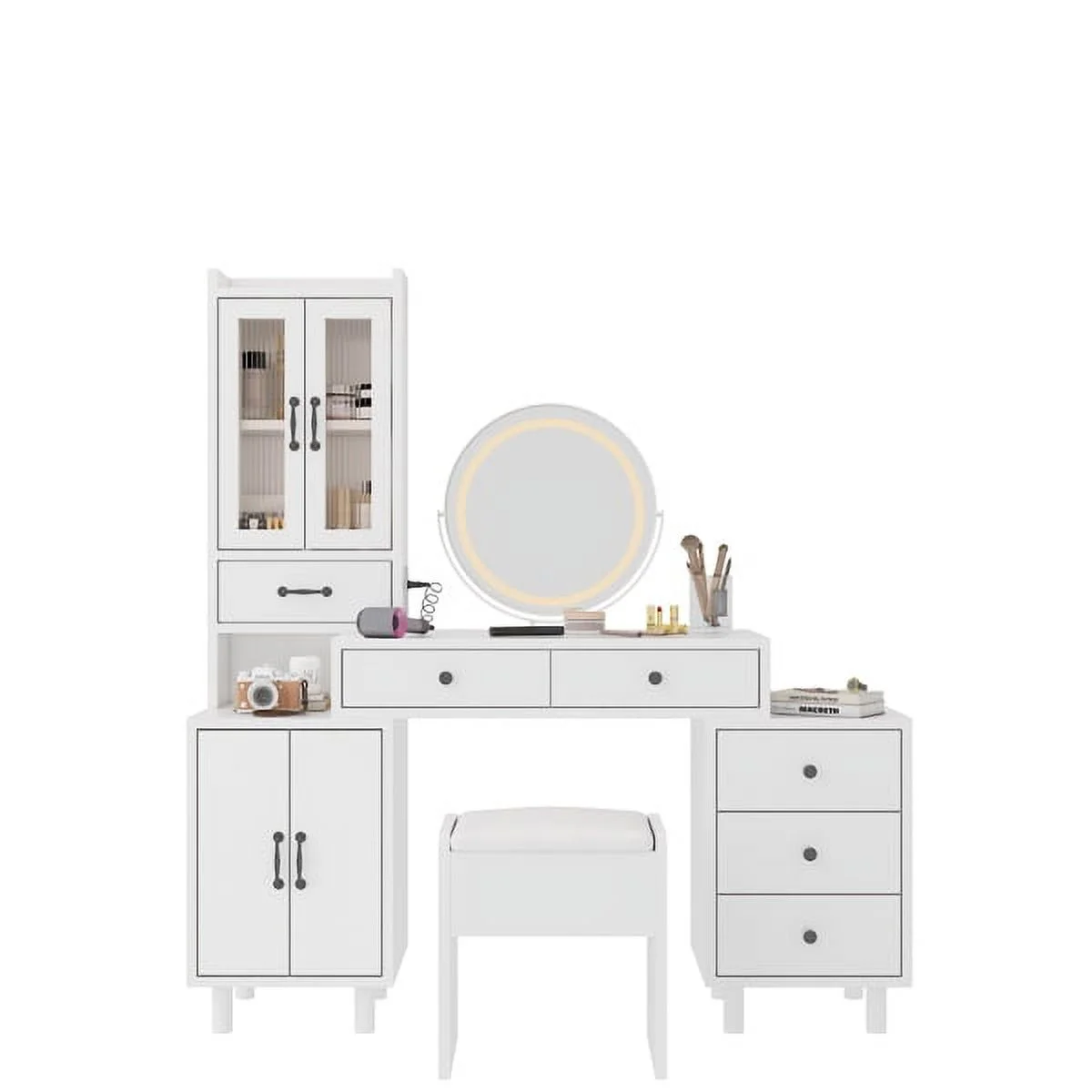 SYTHERS Makeup Vanity: Modern Retractable Dressing Table with Power Outlets