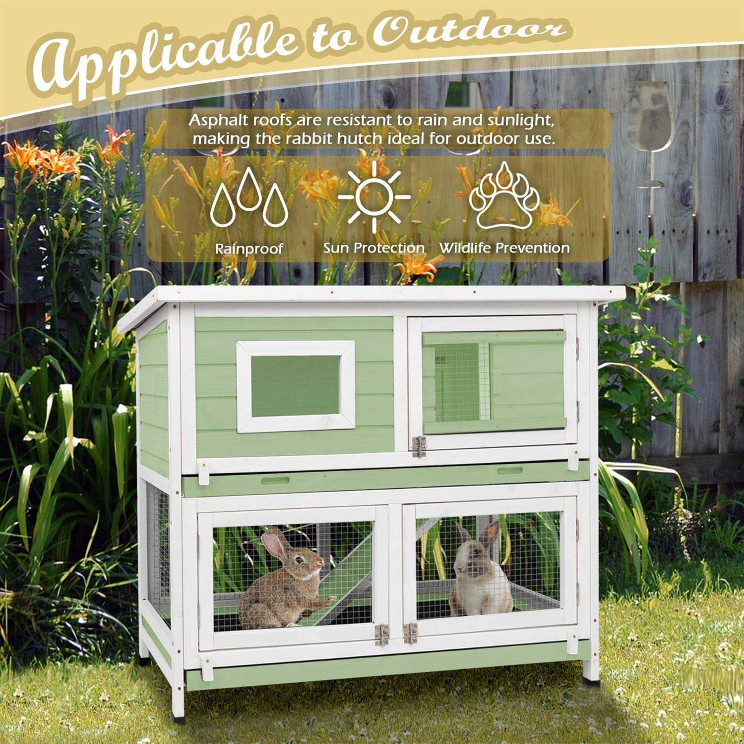 PetsCosset Rabbit Hutch Rabbit Cages Indoor Rabbit Hutch Outdoor Bunny Cage Rabbit Cage On Wheels Two Story Weatherproof Guinea Pig Cage for Small