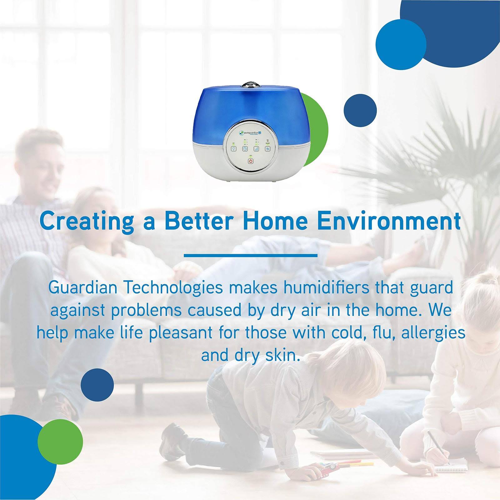 PureGuardian - Ultrasonic 2 Gal. Warm and Cool Mist Aromatherapy Humidifier - Blue/White
