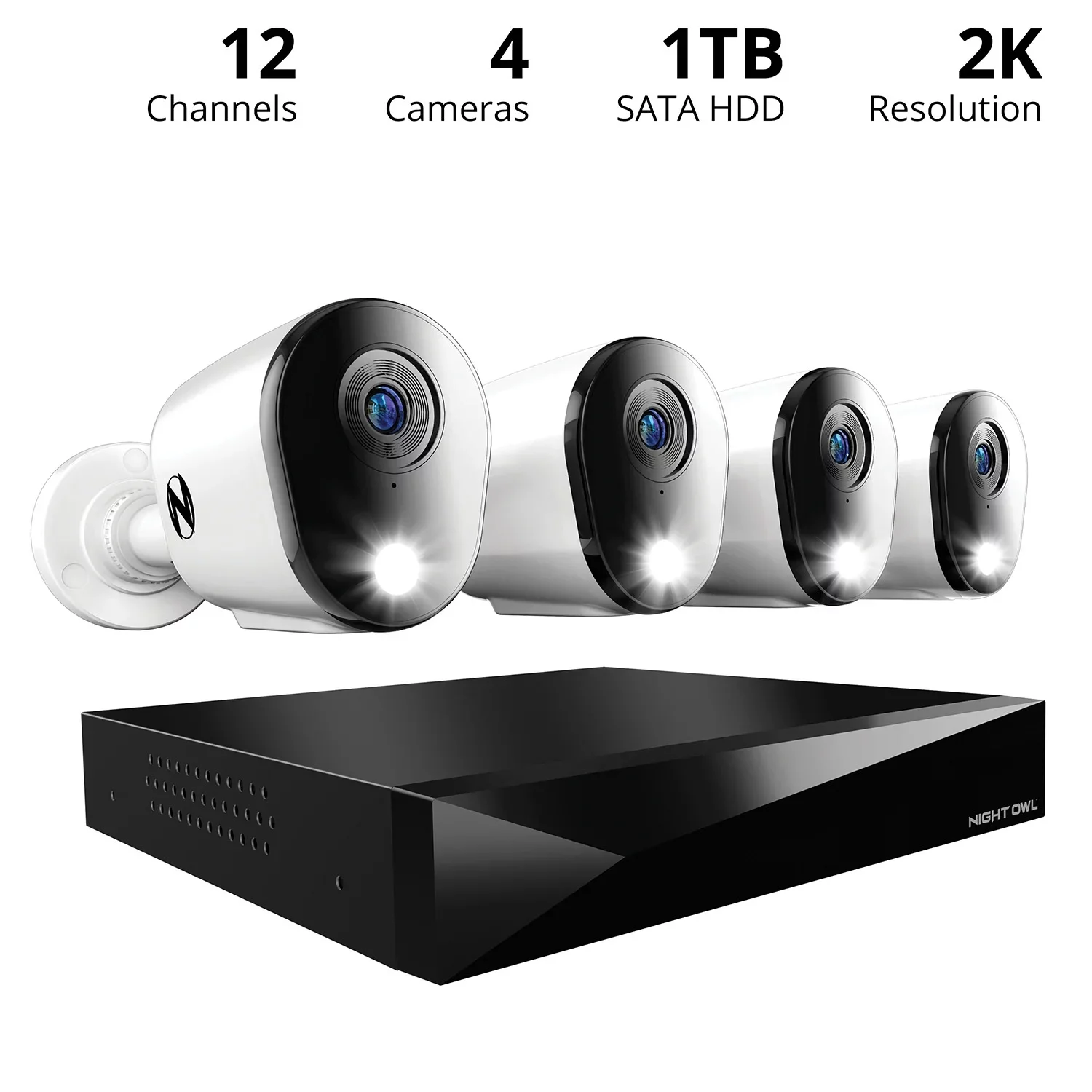 Night Owl 2-Way Audio 12 Channel DVR Security System with 1TB Hard Drive and 4 Wired 2K Deterrence Cameras - Curated Treasures Market