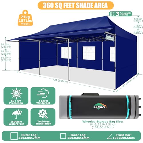 COBIZI 10x10 Pop Up Canopy Tent with Awning