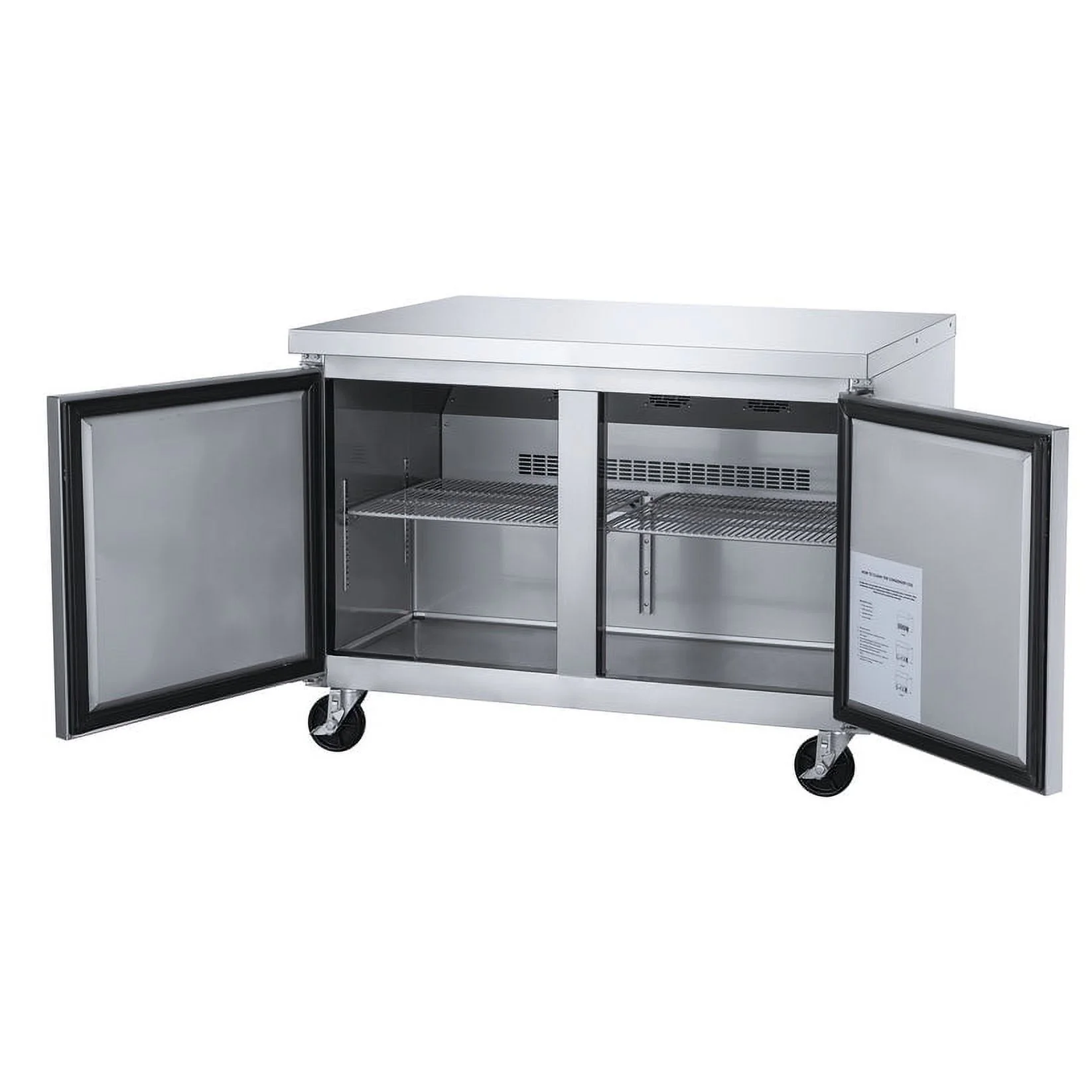 60 in. Two Door Commercial Upright Undercounter/Worktop Refrigerator 15.53 cu. ft.