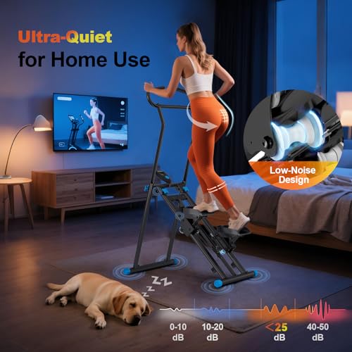Foldable Stair Stepper Machine for Home Gym - 350LB Capacity Cardio Climber with LCD Monitor, Non-Slip Pedals & Handbar
