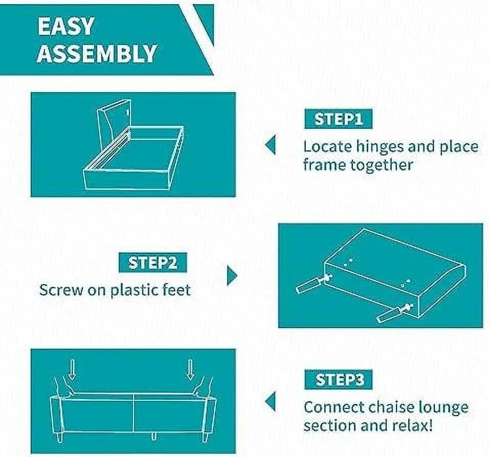 YZboomLife Convertible Sectional Sofa  L Shaped Couch with Reversible  Ottoman  Modern 3 Seat Modular Sofa for Living Room Small Space Apartment