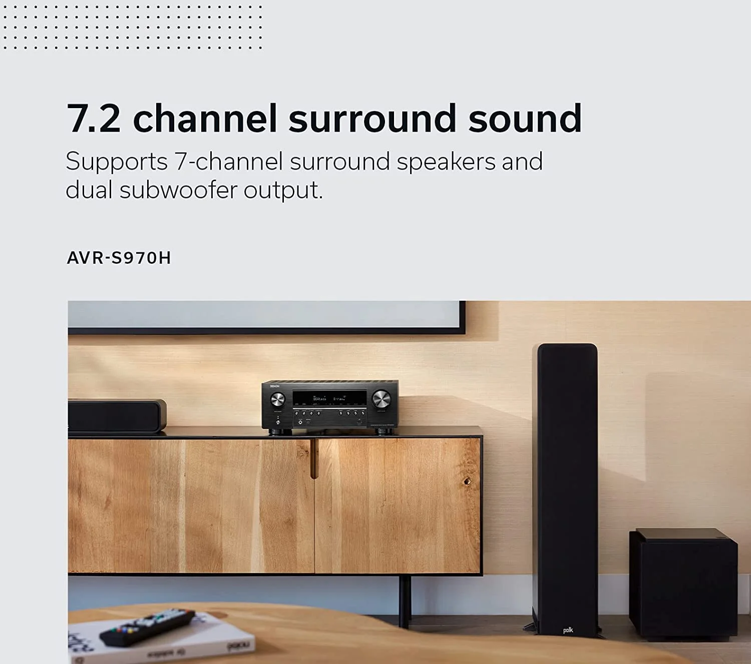 Restored Denon AVRS970H 7.2 Channel 8K AV Home Theater Receiver with Dolby Atmos, DTS: X, Wi-Fi, Bluetooth, Apple AirPlay