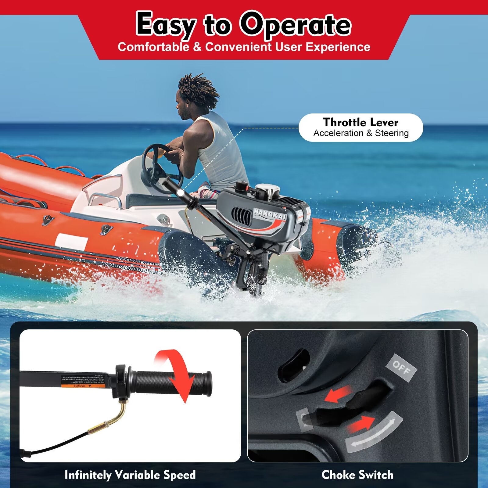 OUKANING 2 Stroke 3.5HP Outboard Motor Heavy Duty Boat Engine CDI & Water Cooling System
