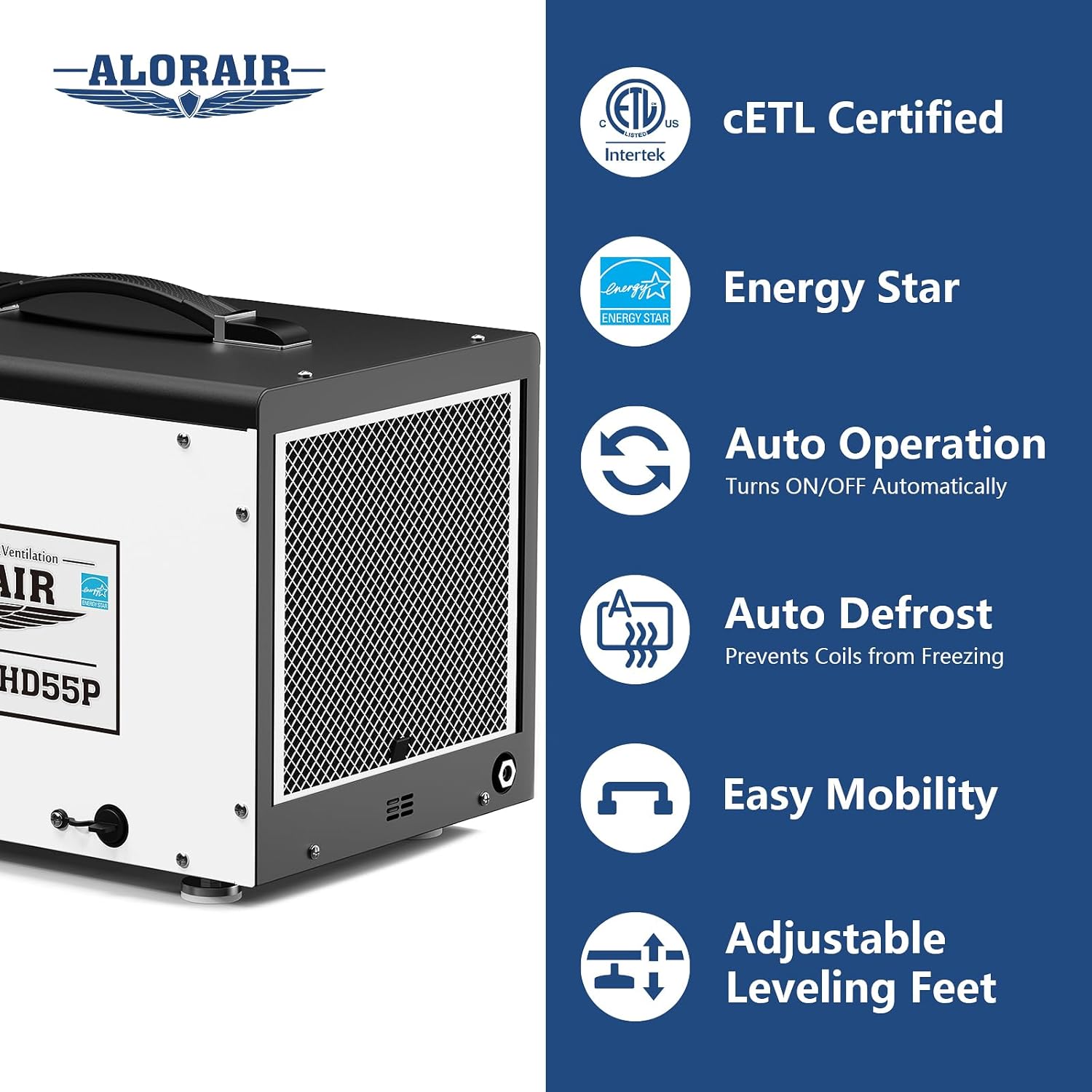 ALORAIR Crawl Space Dehumidifier, 120 PPD Energy Star Crawlspace Dehumidifiers with Drain Hose and Pump for Basement