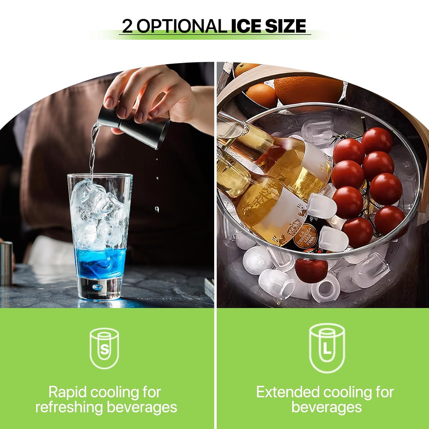 Ice Maker Countertop 9 Cubes Ready in 10Mins, 26lbs in 24Hours, 2 Sizes Bullet Shaped Ice, Ice Maker Machine with Ice Scoop and Basket