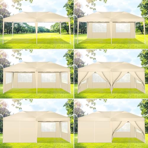COBIZI 10x10 Pop up Canopy Tent Protable Canopy Tent with 4 Sidewalls Waterproof Commercial Instant Shelter for Parties, Wedding