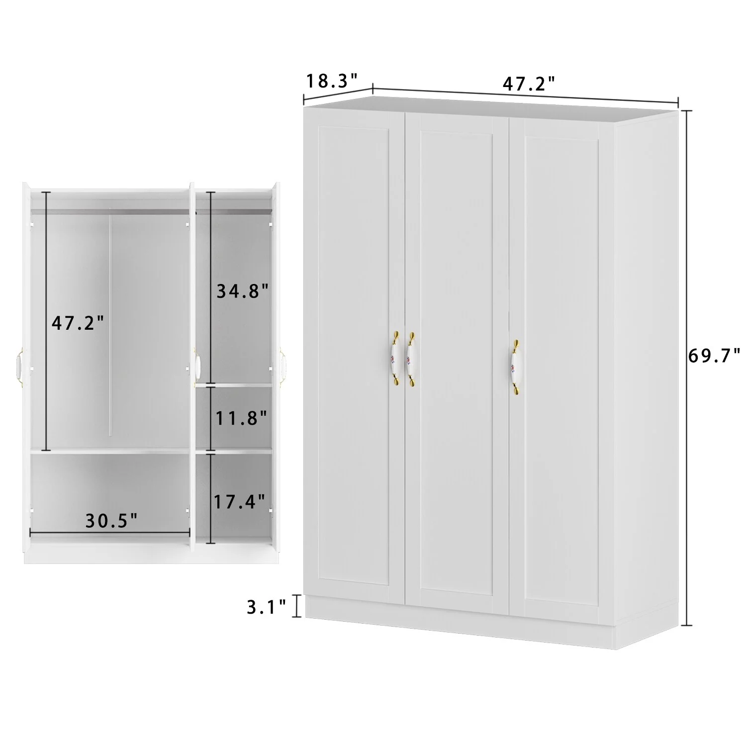FUFU&GAGA 47.2"W Contemporary Modern Freestanding Wardrobe Armoire Closet