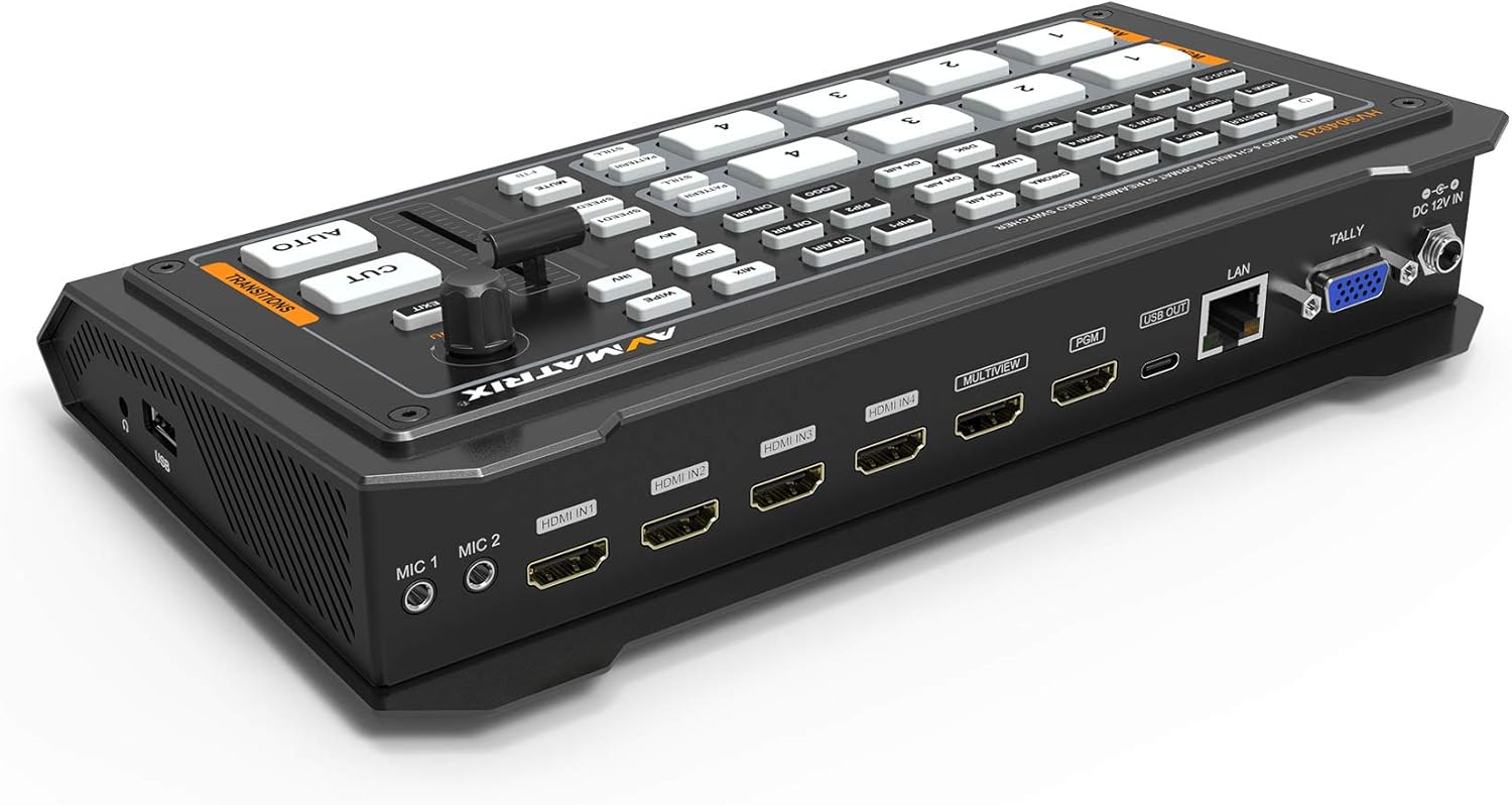 AVMATRIX HVS0402U 4 HDMI Multi Inputs Format Video Mixer Switcher USB Output Real Time Live Streaming