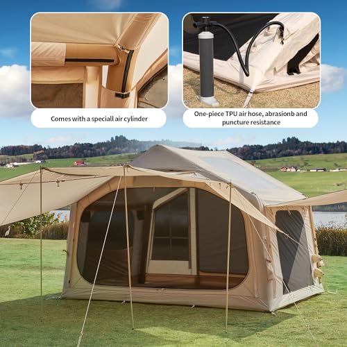 Inflatable Camping Tent, 2/4/6/8 Person Glamping Inflatable Tents for Camping