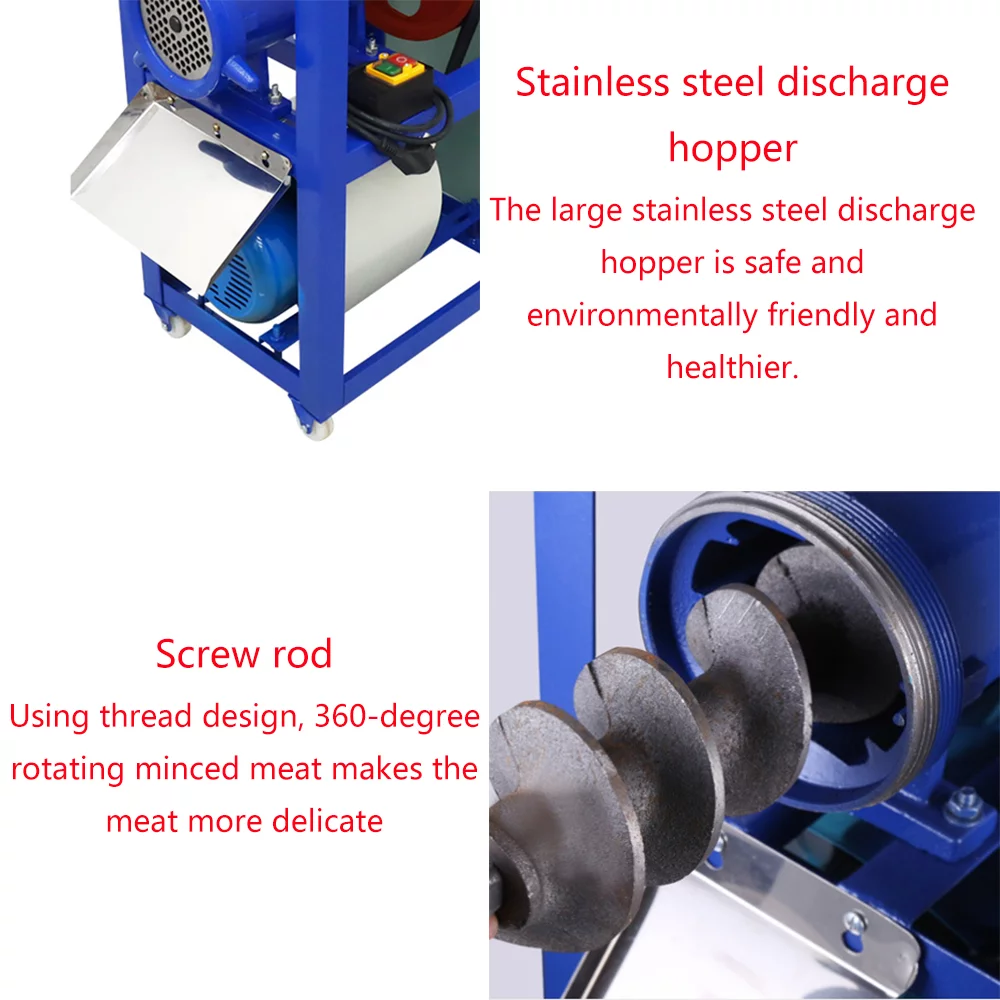 TECHTONGDA Electric Bone Crusher Feed Processer Stainless Steel Fish Chicken Meat Grinder 2.2KW 220V