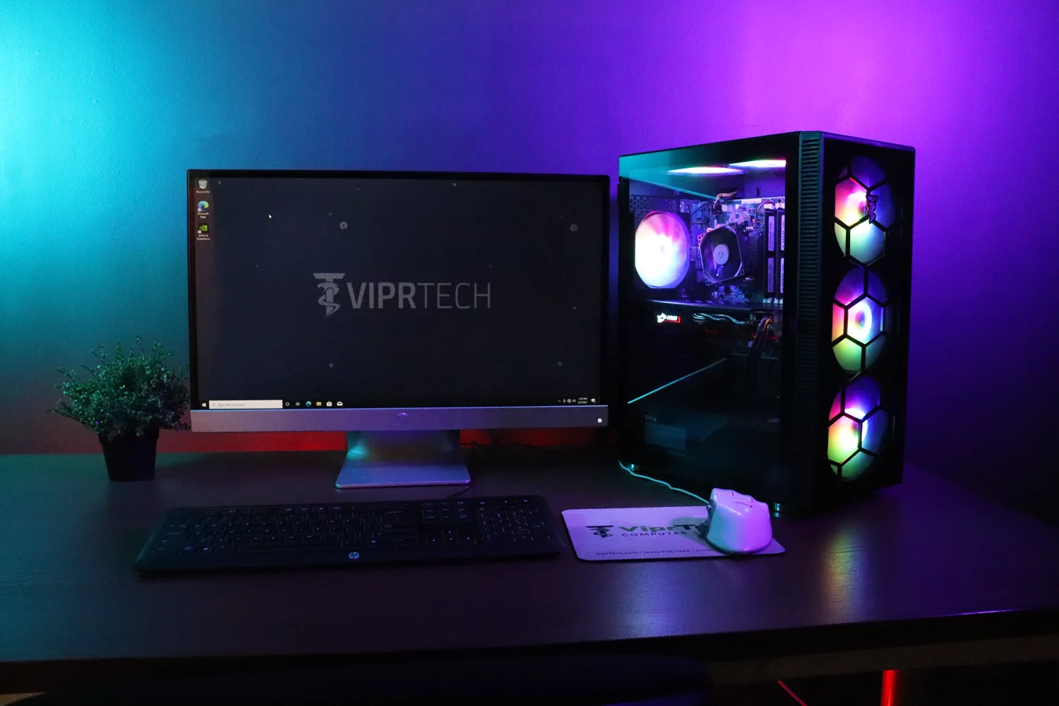 ViprTech.com Ultimate Gaming PC Desktop Computer - Intel i5 4th Gen, AMD Radeon RX 580 8GB, 16GB RAM, 1TB, VR Ready, Wifi, RGB Fans, 1 Year Warranty