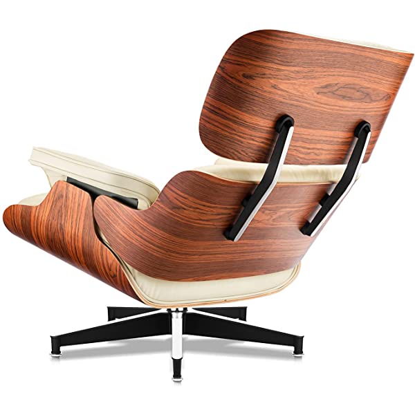 Mid Century Lounge Chair and Ottoman, Modern Chair Classic Design, Top Grain Leather Palisander Wood, Heavy Duty Base Support for Living Room, Study