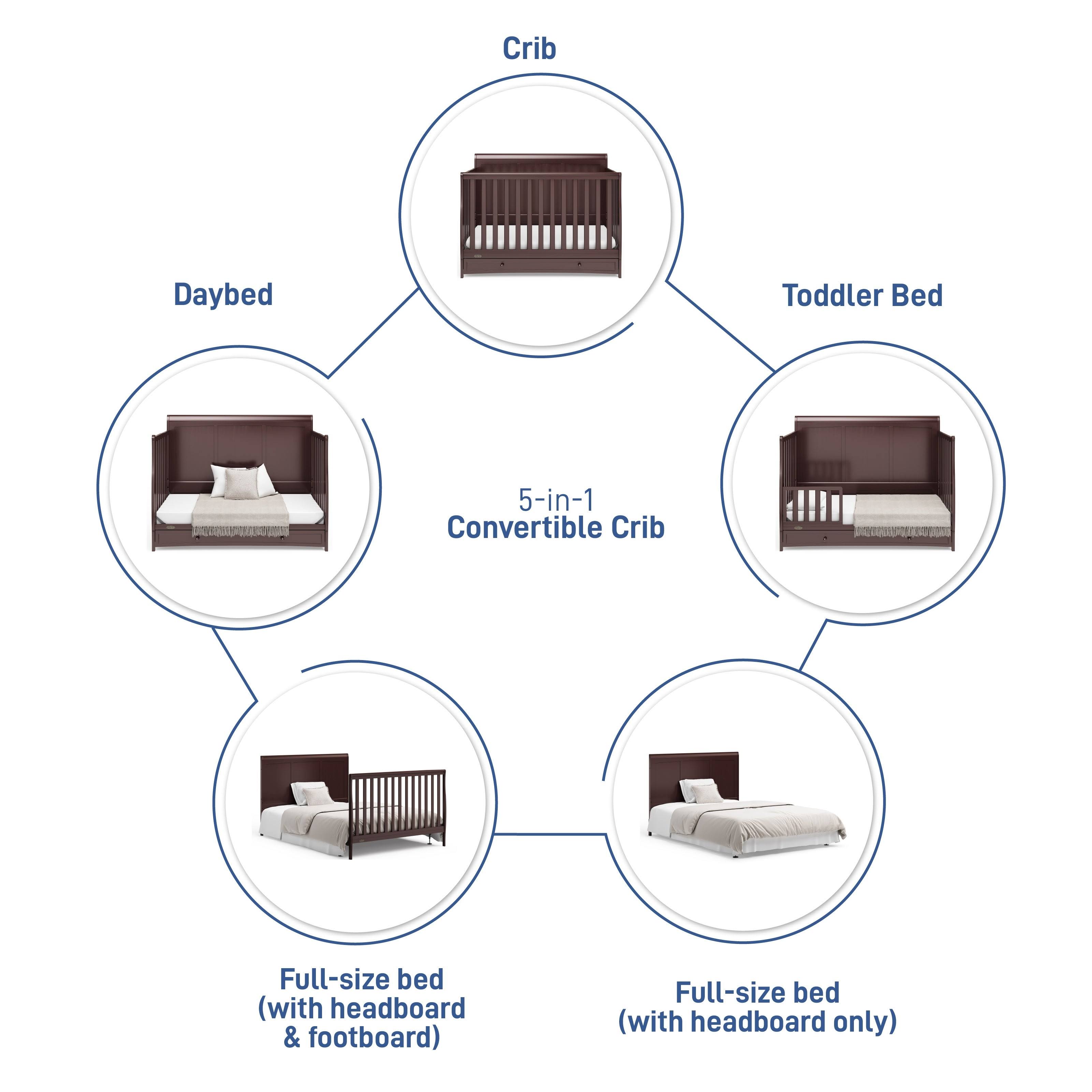 Graco Asheville 4-in-1 Convertible Crib with Drawer - Espresso