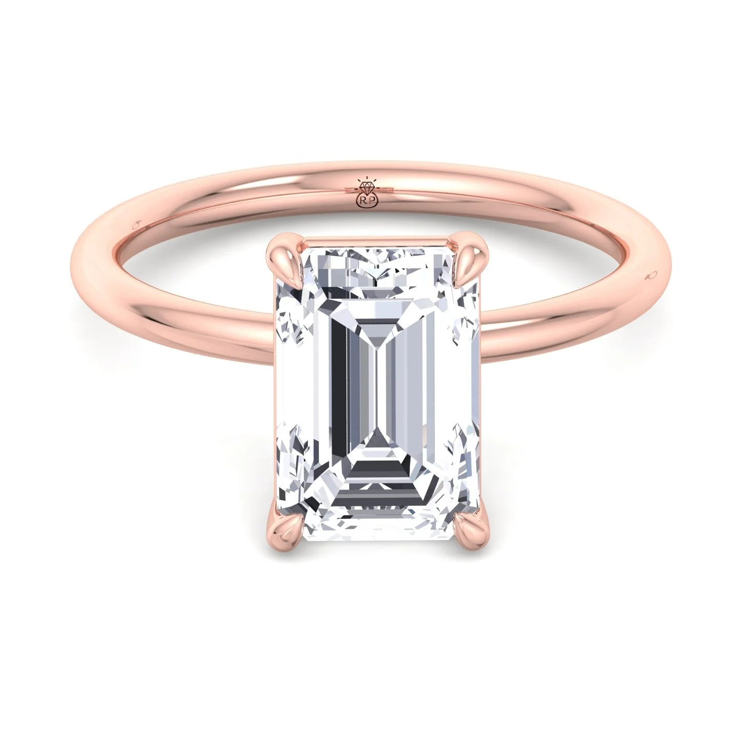 Melsa - Emerald Cut Moissanite Lab- Diamond Thin Band Solitaire Engagement Ring
