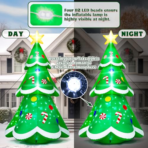 15FT Christmas Inflatables, Giant Inflatable Santa Claus Holding Gift Bags, Blow Up Christmas Santa Claus with 8pcs LED
