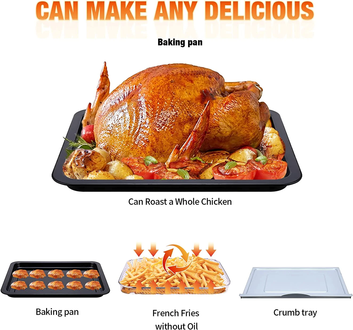 Geek Chef Air Fryer Oven 10 Quart, Oil-less Air Fryer Toaster Oven with Digital Recipe, 1400W, Black