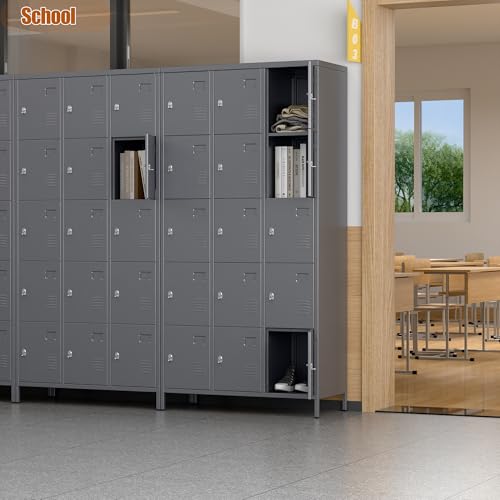 6 Door Metal Storage Locker 18 Hooks,Metal Locker for Employees with Lock for School Garage Office Gym Bedroom,Assembly Required