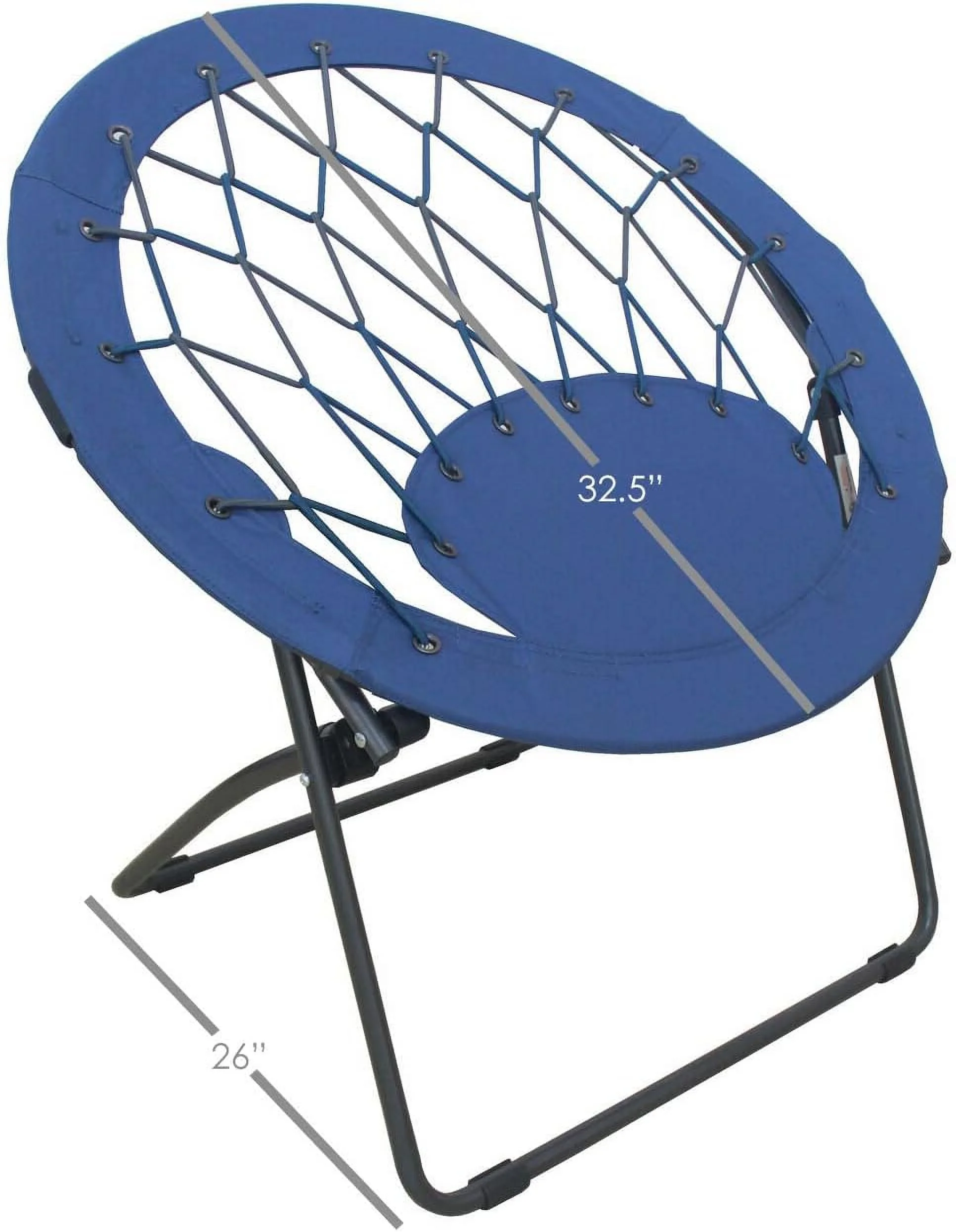 Foldable Portable Bungee Steel Framed Dish Folding Chair, Perfect For Dorm Rooms, Bed Rooms, Accent Chair, Camping, Gaming, Reading, And Studying