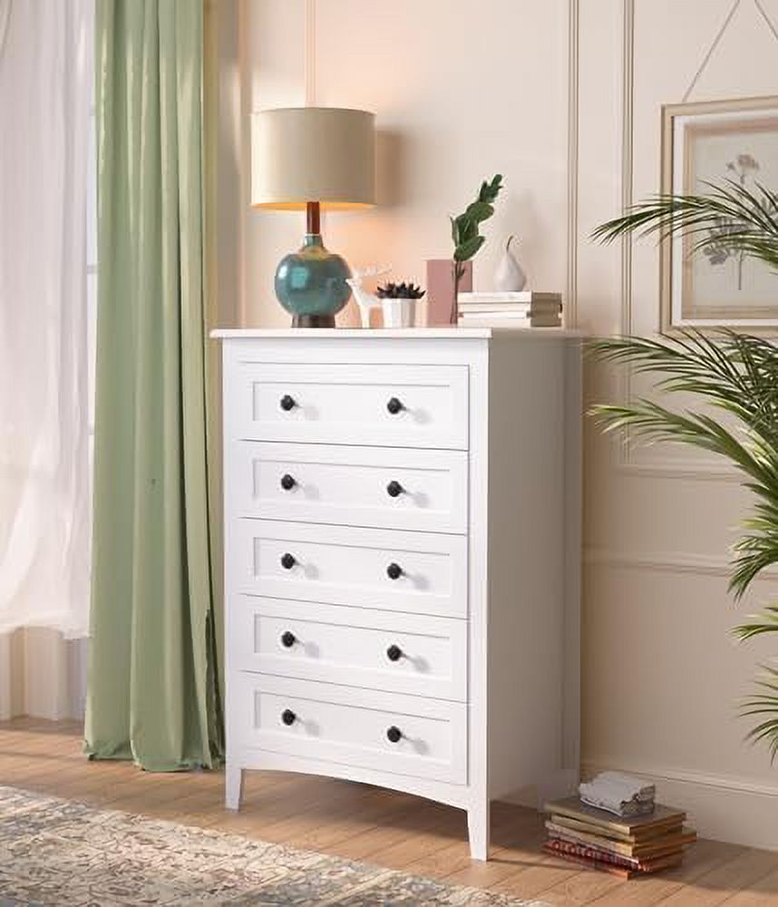 GEROBOOM 4 Drawer Dresser for Bedroom with LED Lights  Chests of Drawer with Charging Station  White Modern Dresser with Deep Drawers for Hallway