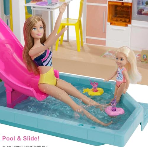 Barbie Dreamhouse (3.75-ft) 3-Story Dollhouse Playset with Pool & Slide, Party Room, Elevator, Puppy Play Area, Customizable Lights & Sounds