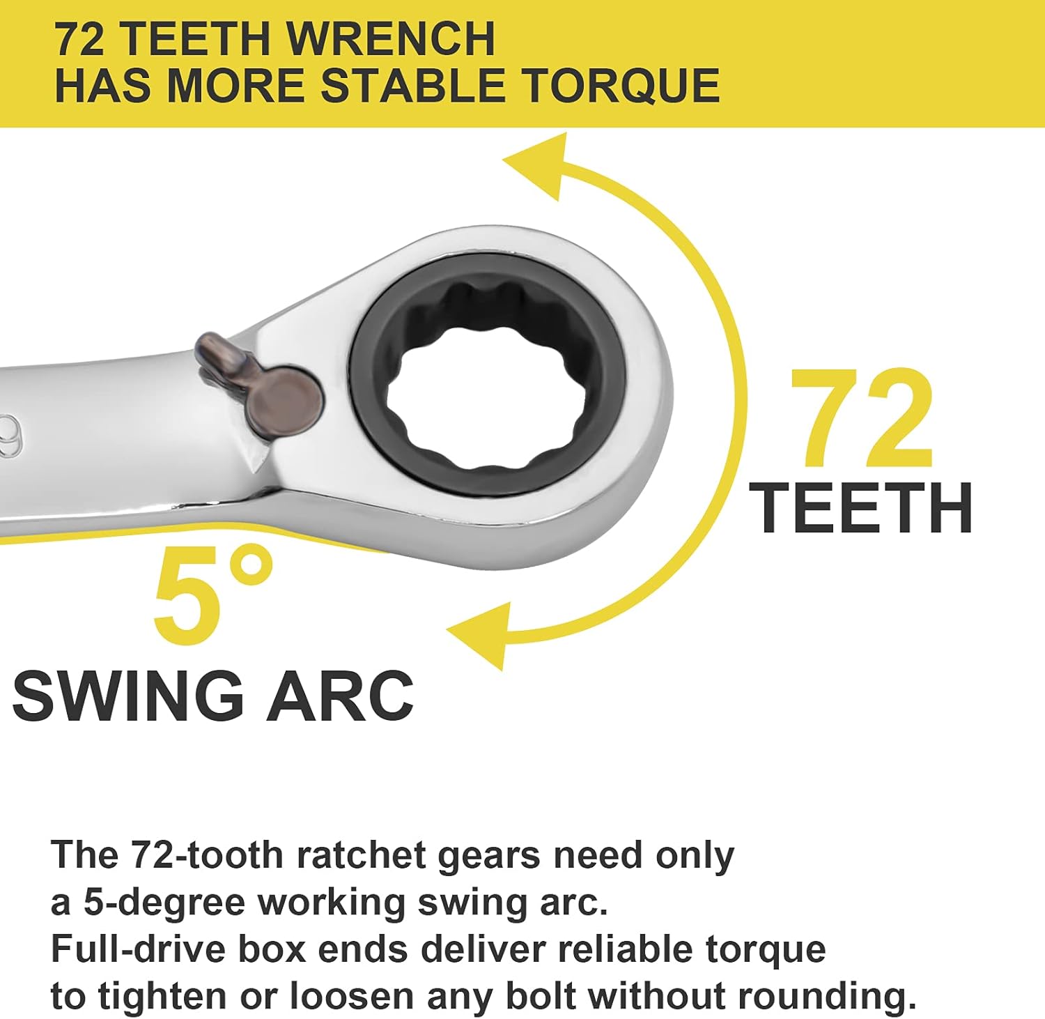 Towallmark 12-Piece Reversible Ratchet Combination Wrench Set, Metric,8mm-19mm Chrome Vanadium Steel Ratchet Wrenches