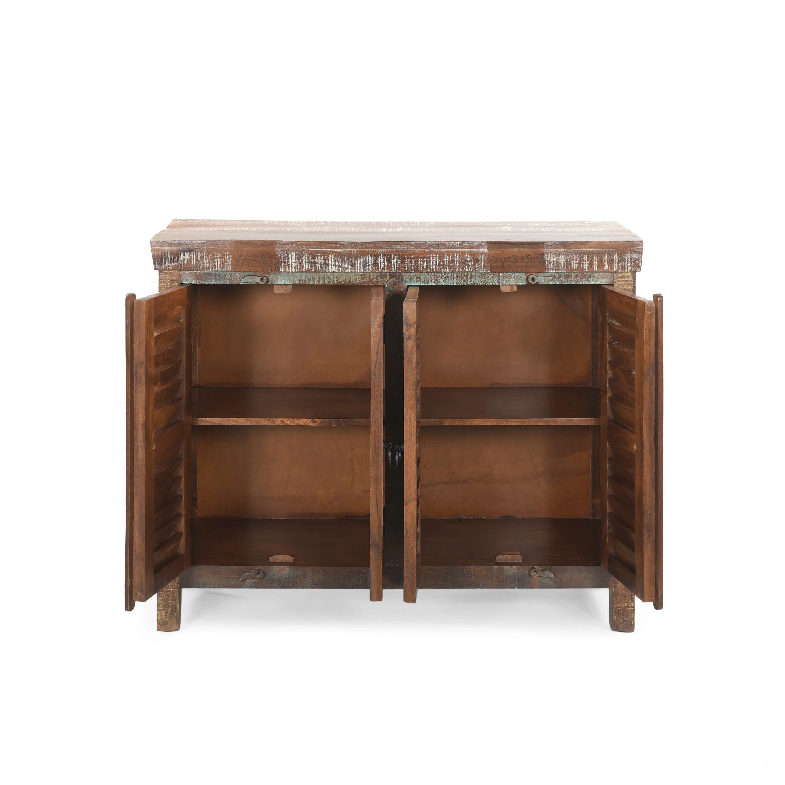 GDF Studio Alnoor Boho Handmade Recycled Wood Cabinet, Reclaimed Finish