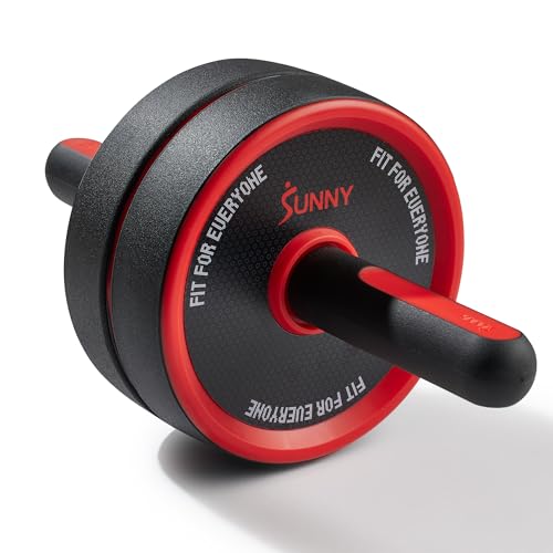 Sunny Health & Fitness Waist Trainer Ab Roller with Elbow Support, Training Wheels, Foldable for Home Gym, Abdominal Exercises, Core Strength