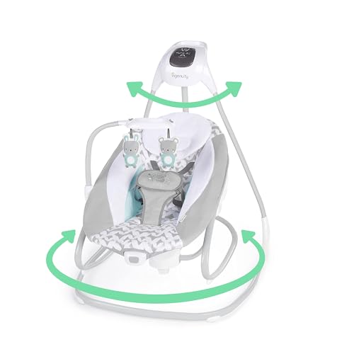 Ingenuity SimpleComfort Lightweight Compact 6-Speed Multi-Direction Baby Swing, Vibrations & Nature Sounds, 0-9 Months 6-20 lbs (Pink Cassidy)