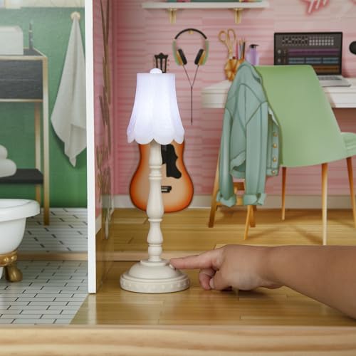 Delta Children Deluxe Maui Dollhouse - Large 4-Story Dollhouse with 12 Rooms Includes 50 Accessories - Working Elevator, Wave Slide, Lights/Sounds
