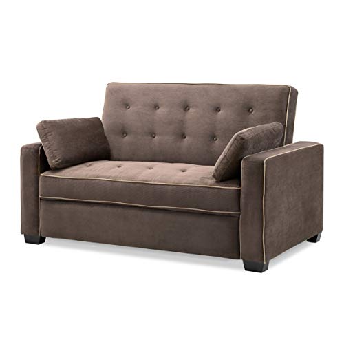 Serta Ainsley 72.6" Convertible Sleeper Sofa, Queen Size, Dreamcoil Comfort, Soft Velvet Fabric, Navy