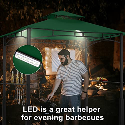 ABCCANOPY 8x5 Grill Gazebo - Outdoor BBQ Canopy Shelter with Led Light for Patio Backyard Grilling (Dark Gray)