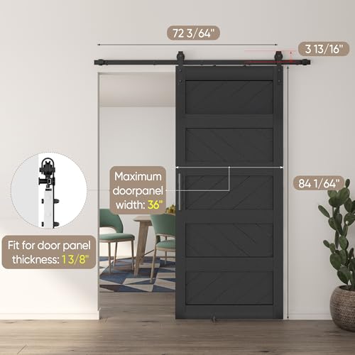 JUBEST 36" x 84" Barn Door, Slding Barn Door Kit Wave Shape Barn Door Panel with Hardware Kit Include, Easy Installation, Solid Wood