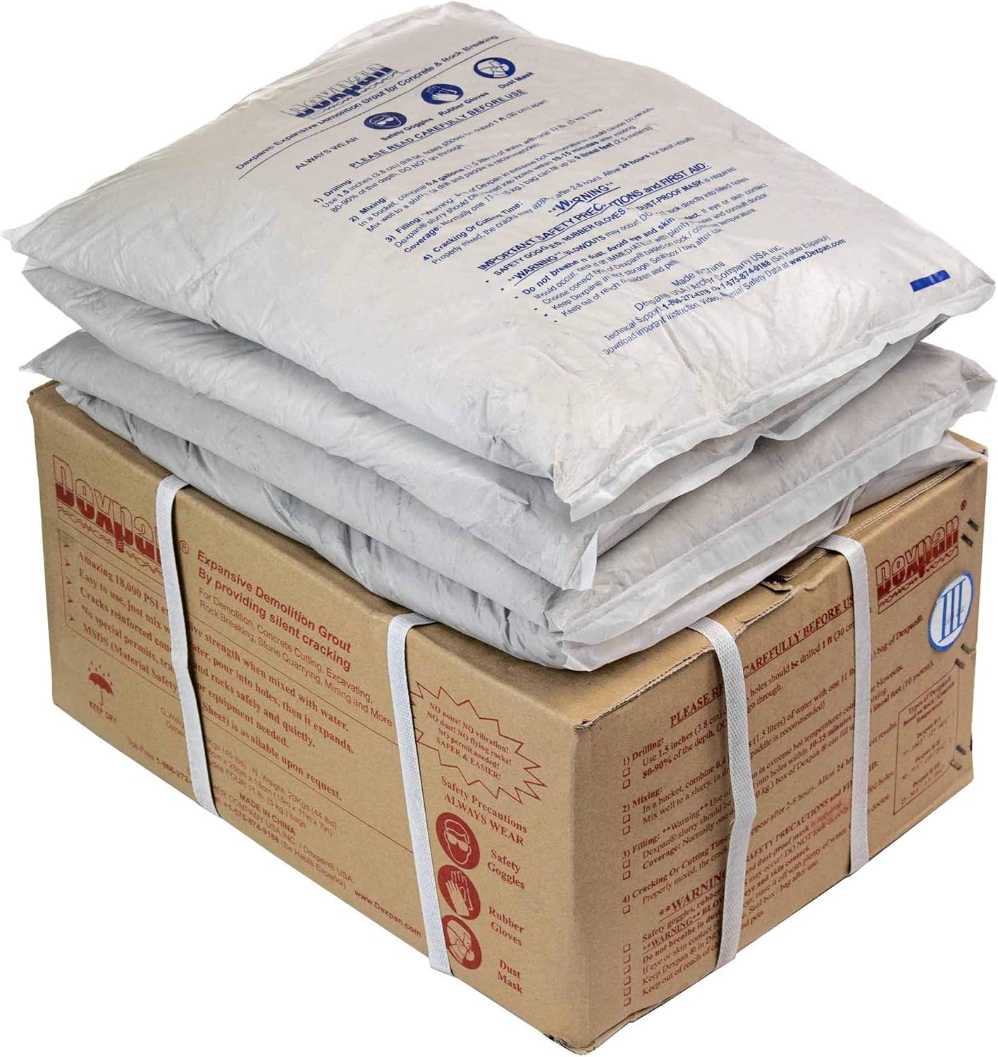 Dexpan Expansive Demolition Grout 44 Lb. Box for Rock Breaking, Concrete Cutting, Excavating. Alternative to Demolition Jack Hammer Breaker